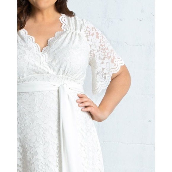 Kiyonna Wedding Dress 2X Bride Graced with Love Style Flutter Sleeve Detach Sash - Picture 3 of 12
